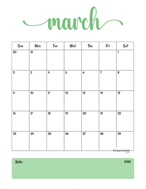 Free Printable March Calendar