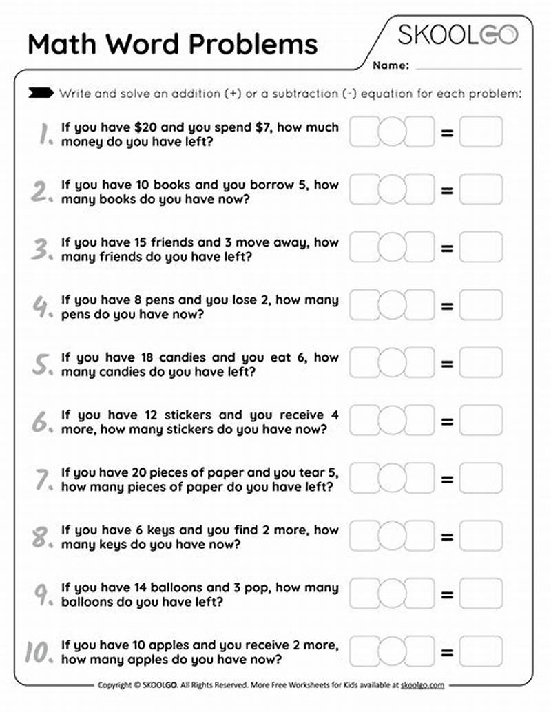 Free Printable Math Word Problem Worksheets