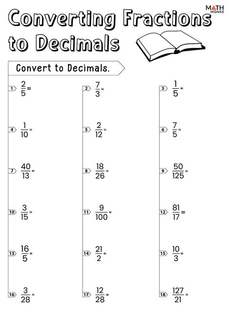 Free Printable Math Worksheets Converting Fractions To Decimals