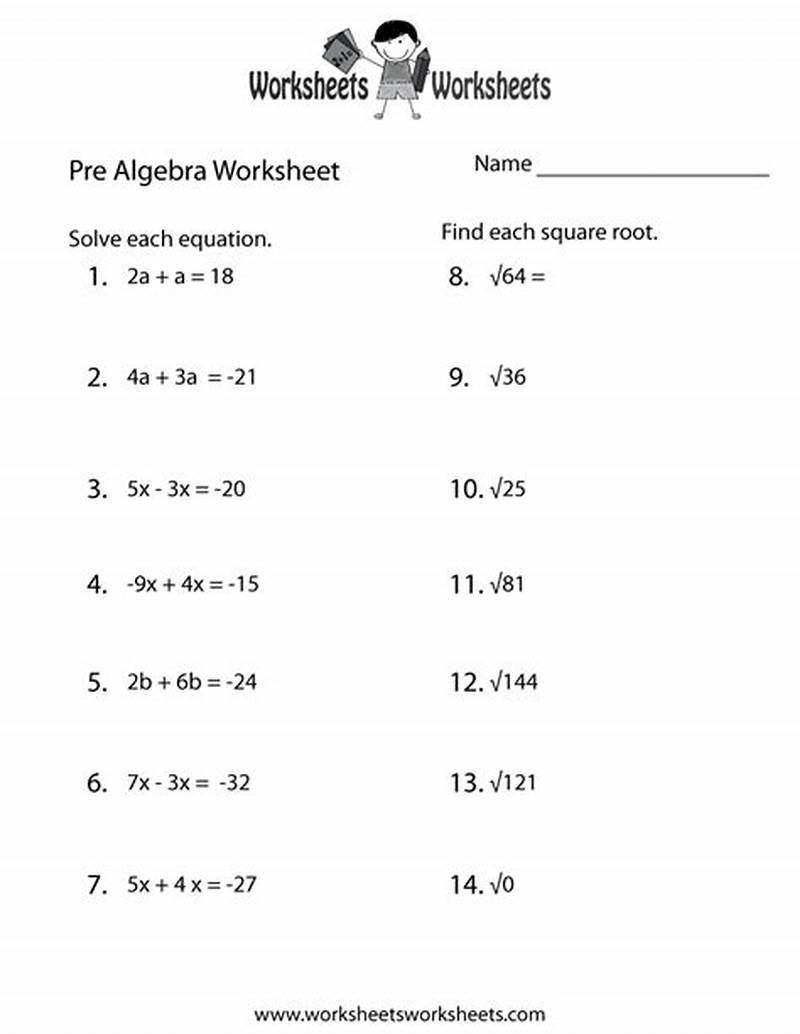 Free Printable Math Worksheets Pre Algebra