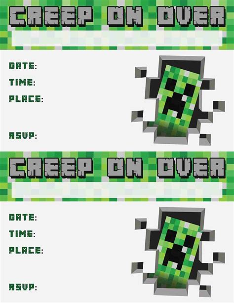 Free Printable Minecraft Birthday Invitations