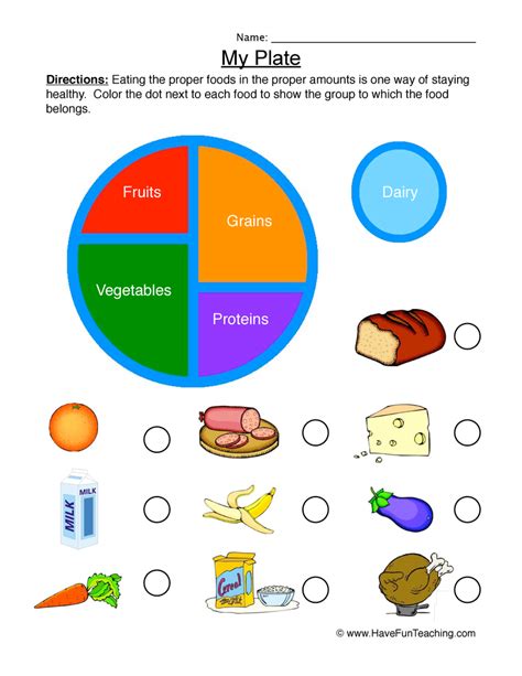 Free Printable My Plate Worksheets