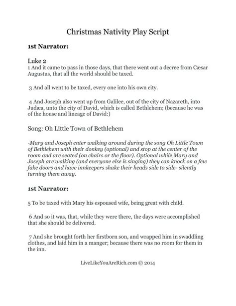 Free Printable Nativity Play Script For Church