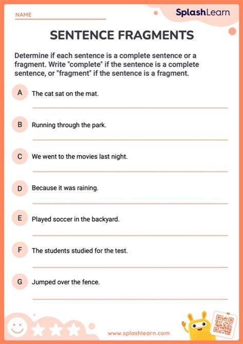 Free Printable On Sentence Or Fragment For 2nd Grade