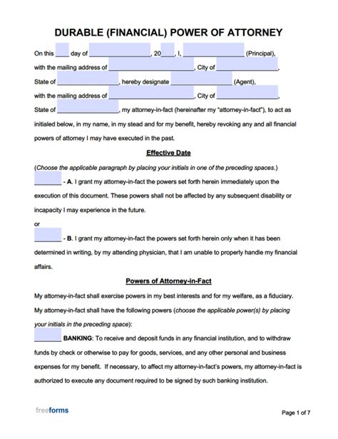 Free Printable Poa Forms