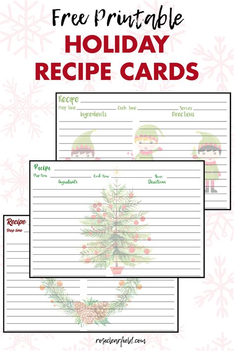 Free Printable Recipe Cards Christmas