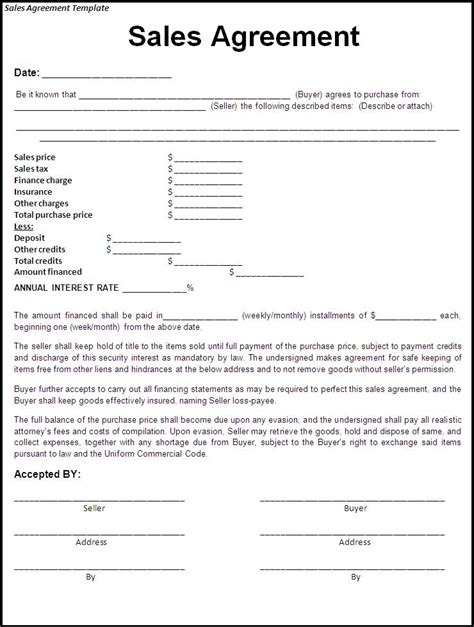 Free Printable Sales Agreement