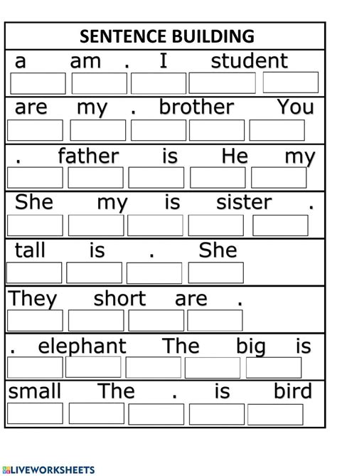 Free Printable Sentence Building Worksheets