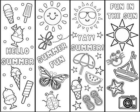 Free Printable Summer Bookmarks To Color