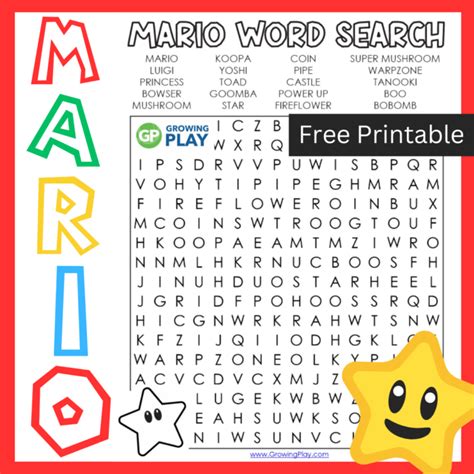 Free Printable Super Mario Word Search