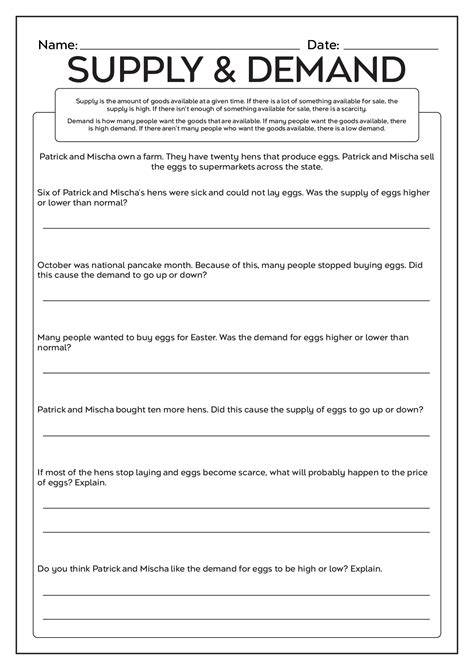 Free Printable Supply And Demand Worksheets