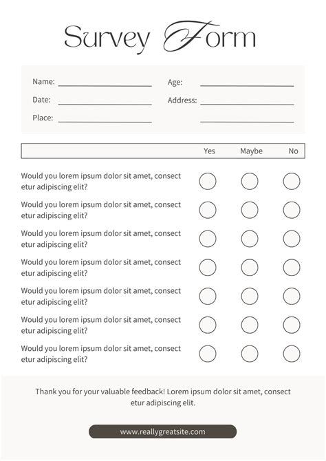 Free Printable Survey Templates