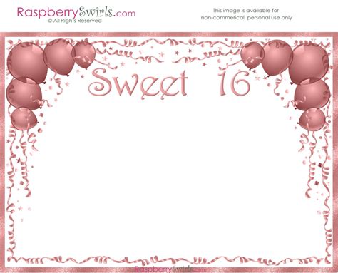 Free Printable Sweet 16 Cards