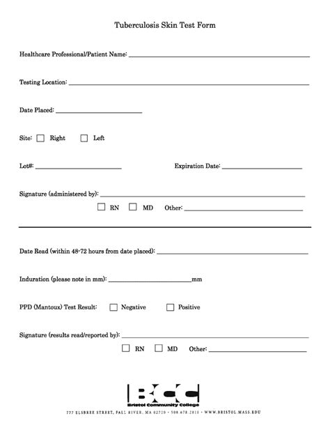 Free Printable Tb Skin Test Form
