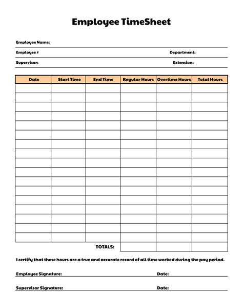 Free Printable Time Sheets