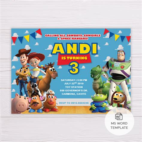Free Printable Toy Story Birthday Invitations Template Free