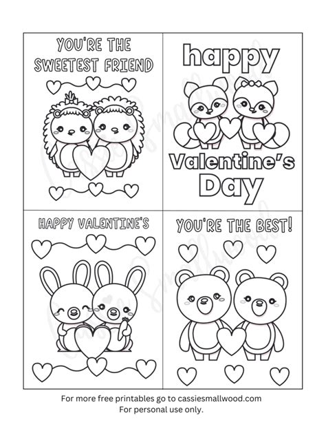 Free Printable Valentine's Day Cards For Students To Color