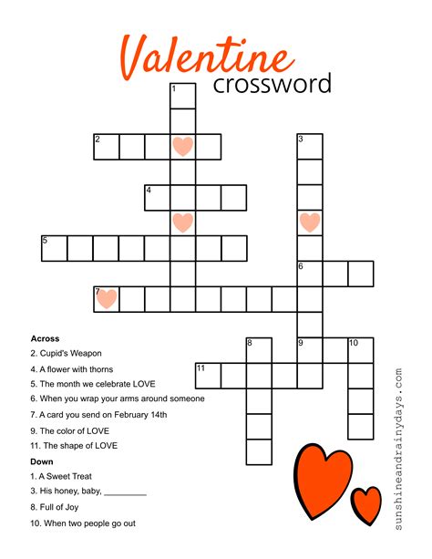 Free Printable Valentine Crossword Puzzles Printable