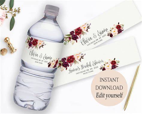 Free Printable Water Bottle Labels For Bridal Shower