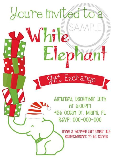 Free Printable White Elephant Invitation Template Free