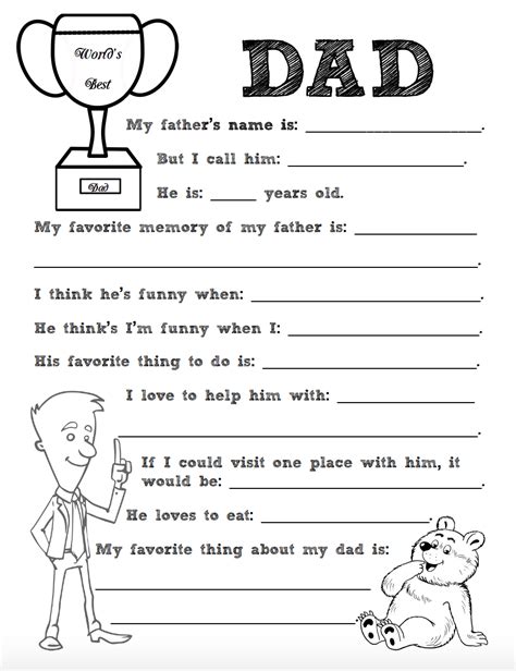 Free Printable Worksheets For Father's Day