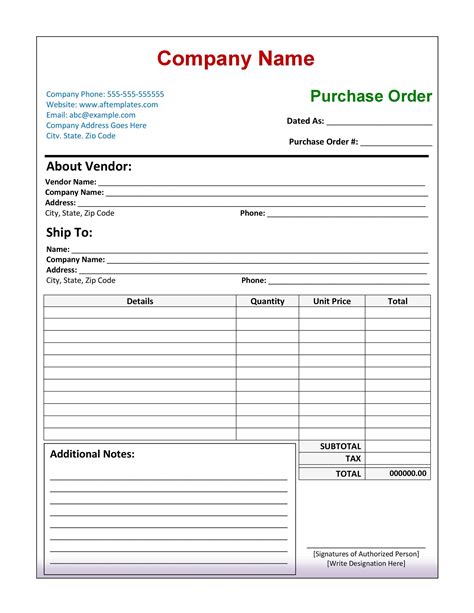 Free Purchase Order Template
