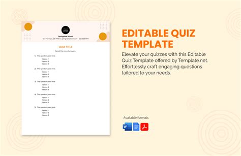 Free Quiz Template
