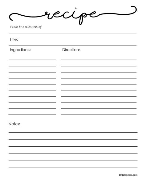 Free Recipe Template