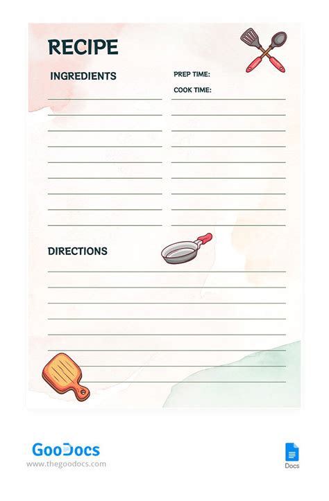 Free Recipe Template Google Docs