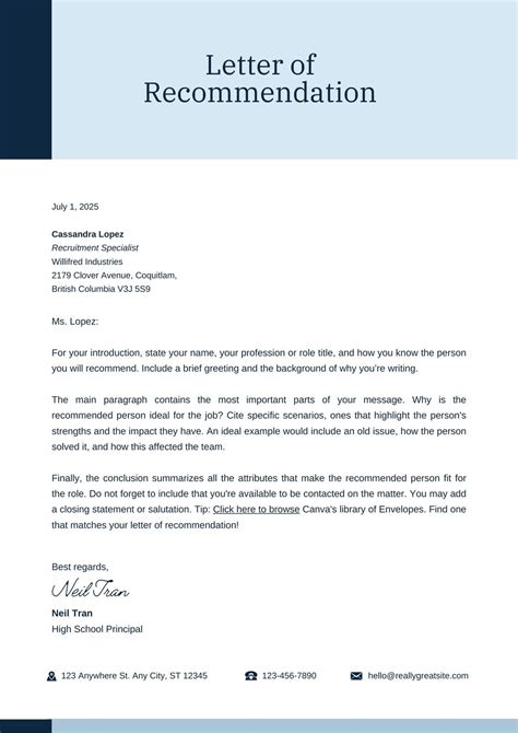 Free Recommendation Letter Templates