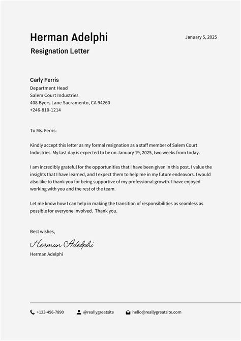 Free Resignation Letter Templates