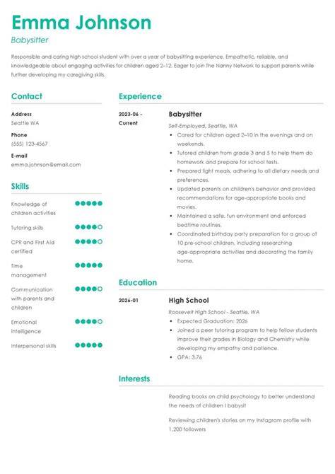 Free Resume Templates For Teenager
