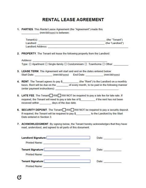 Free Sample Lease Agreement Template