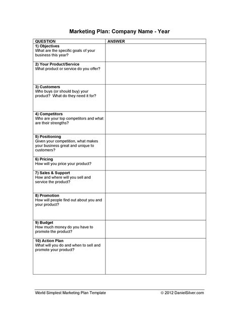 Free Sample Marketing Plan Template