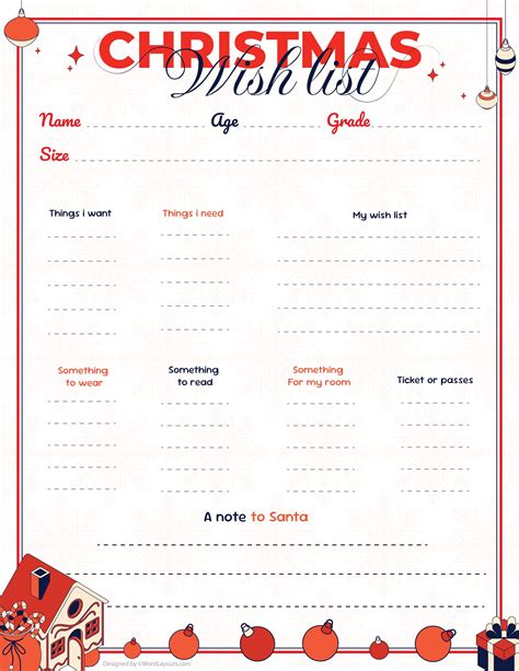 Free Santa Wish List Template