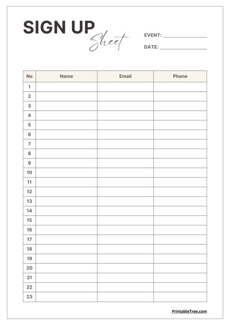 Free Sign In Sheet Template