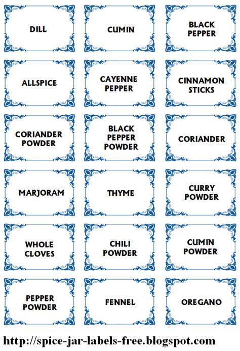 Free Spice Jar Label Templates