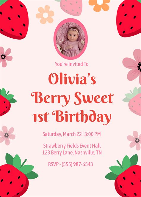 Free Strawberry Invitation Template