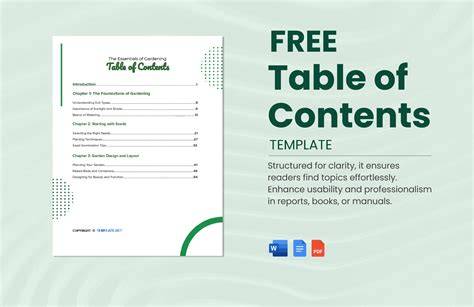 Free Table Of Contents Template Google Docs
