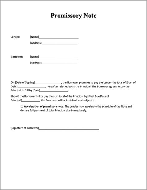 Free Template For Promissory Note