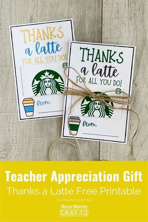 Free Thanks A Latte Printable