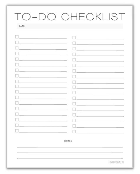 Free To Do Checklist Template