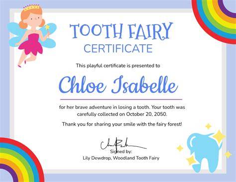 Free Tooth Fairy Certificate Template