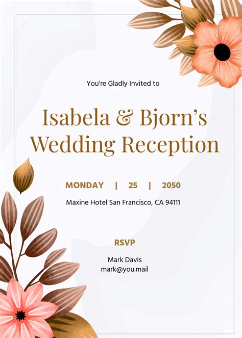 Free Wedding Reception Invitation Templates