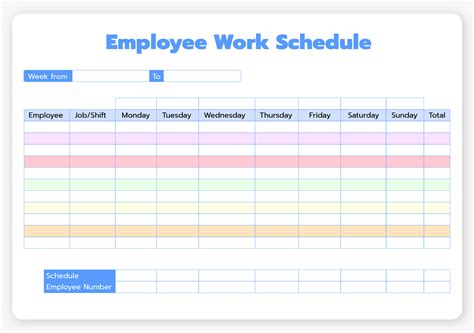 Free Weekly Employee Work Schedule Template