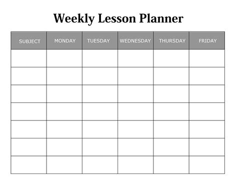 Free Weekly Lesson Plan Template