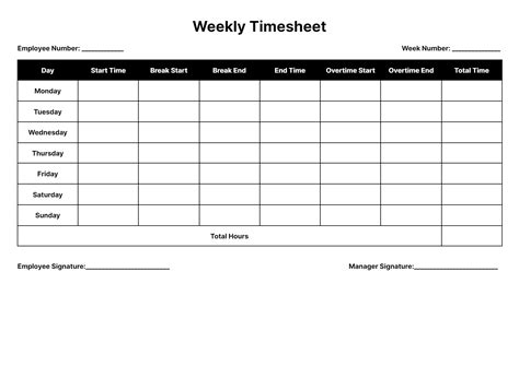 Free Weekly Timesheet Template