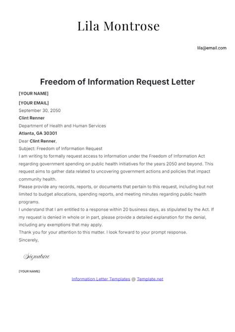 Freedom Of Information Request Template Letter