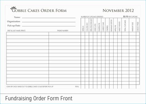 Fundraiser Order Form Template