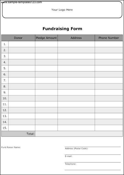 Fundraiser Sheet Template